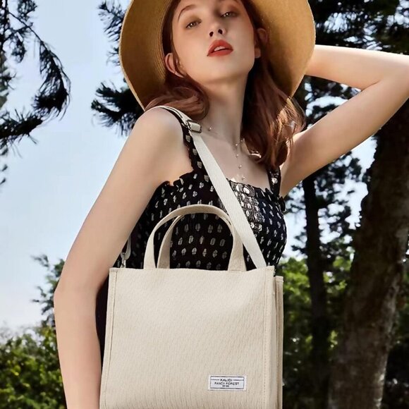 KALIDI Tote Bag for Women Corduroy Crossbody Bag Casual Zipper Tote Fashion Shou - Picture 5 of 9